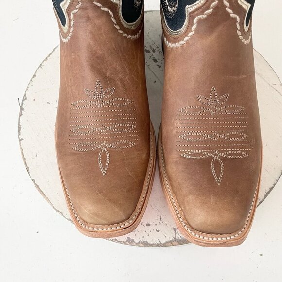 Lane RODEO HOUSTON Mens Cowboy Boots Size 11 Brown Leather Western Blunt Toe - Picture 7 of 13